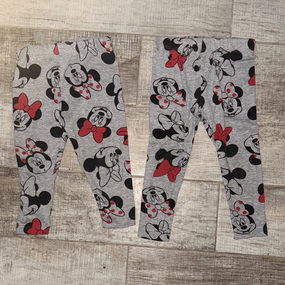 Matching set!! 24 months. Disney Minnie Mouse Gray and Red Kids Leggings
